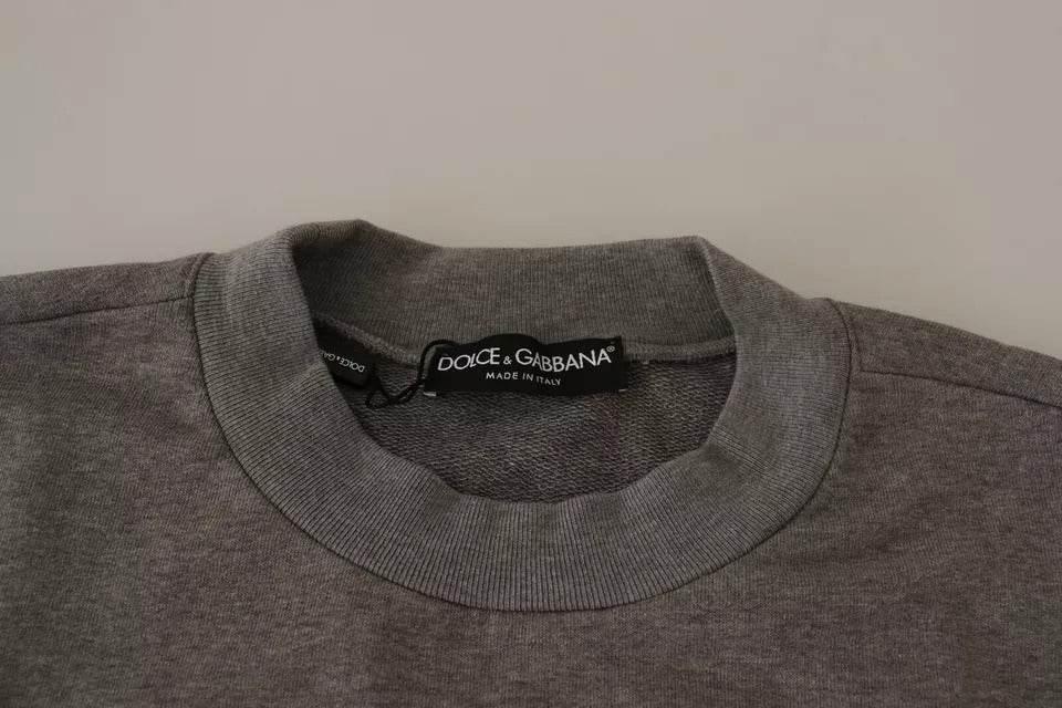 Dolce & Gabbana Gray Crown King Cotton Pullover Sweater - Hilstor
