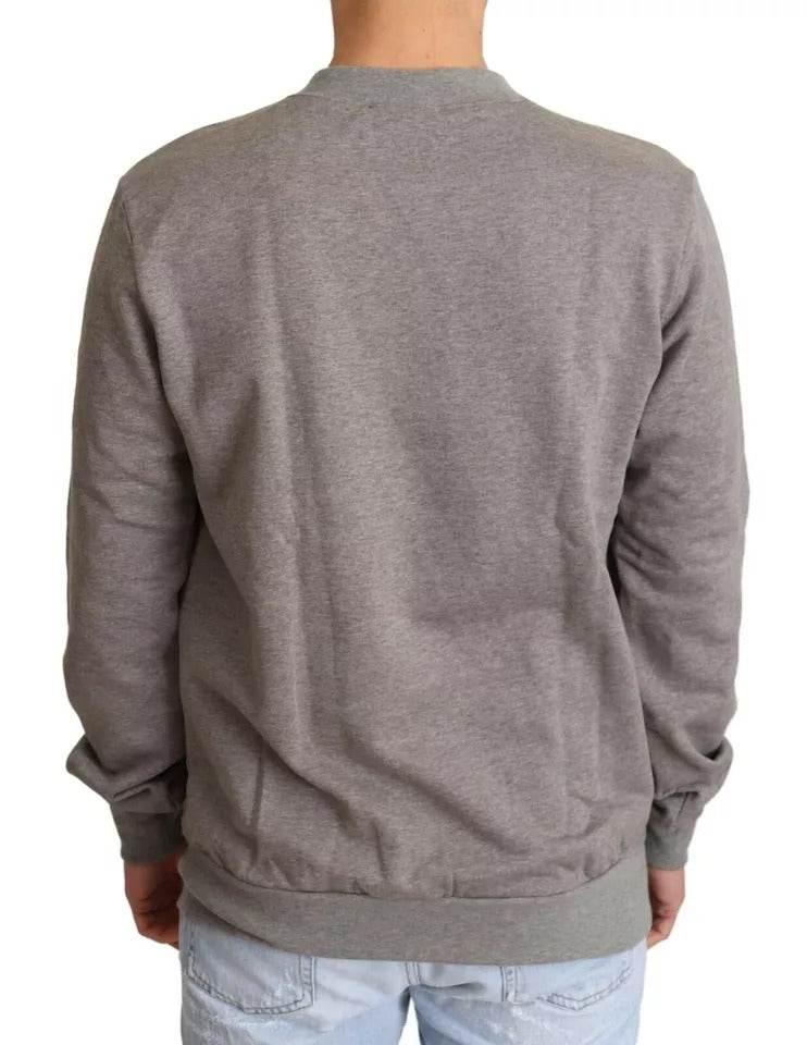 Dolce & Gabbana Gray Crown King Cotton Pullover Sweater - Hilstor
