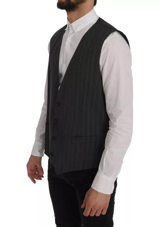 Dolce & Gabbana Gray Wool Stretch Gilet Waistcoat Vest - Hilstor