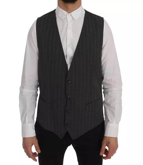 Dolce & Gabbana Gray Wool Stretch Gilet Waistcoat Vest - Hilstor