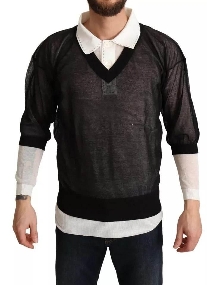 Dolce & Gabbana Black White Shirt One Piece Pullover Sweater - Hilstor