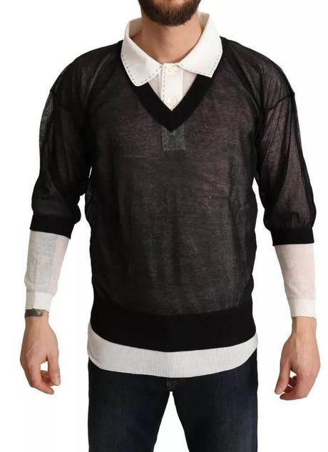 Dolce & Gabbana Black White Shirt One Piece Pullover Sweater - Hilstor
