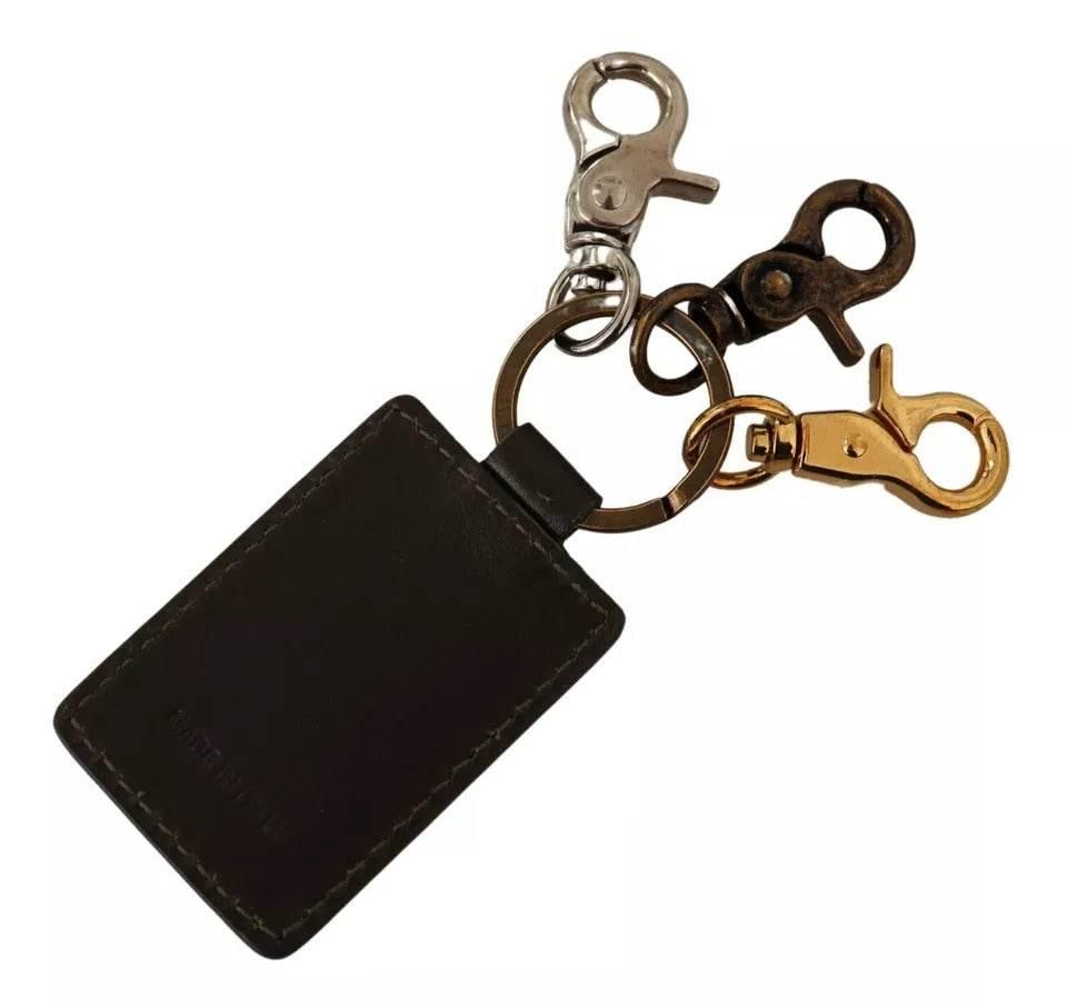 Dolce & Gabbana Green Leather D&G Logo Metal Ring Hook Keyring Keychain - Hilstor