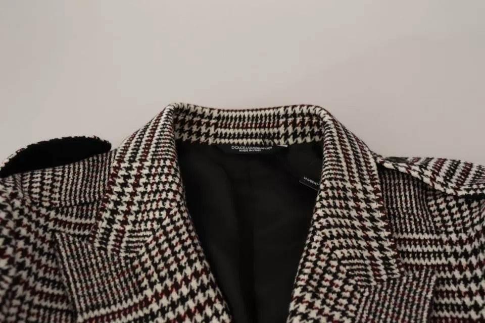 Dolce & Gabbana Gray Check Plaid Long Trench Coat Jacket - Hilstor