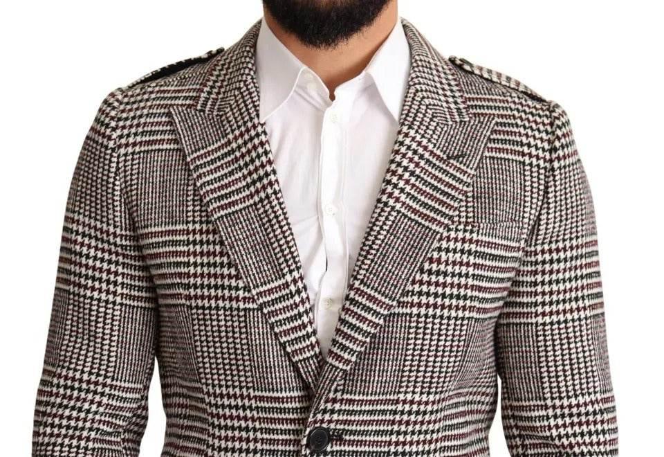 Dolce & Gabbana Gray Check Plaid Long Trench Coat Jacket - Hilstor