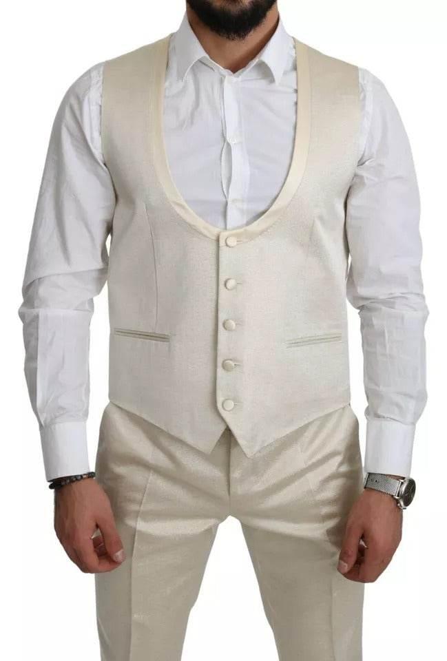Dolce & Gabbana Beige Wool Crème 3 Piece SICILIA Shawl Suit - Hilstor