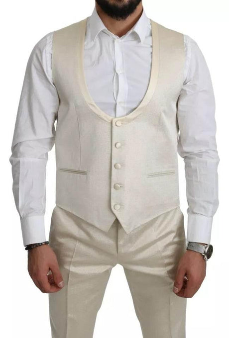 Dolce & Gabbana Beige Wool Crème 3 Piece SICILIA Shawl Suit - Hilstor