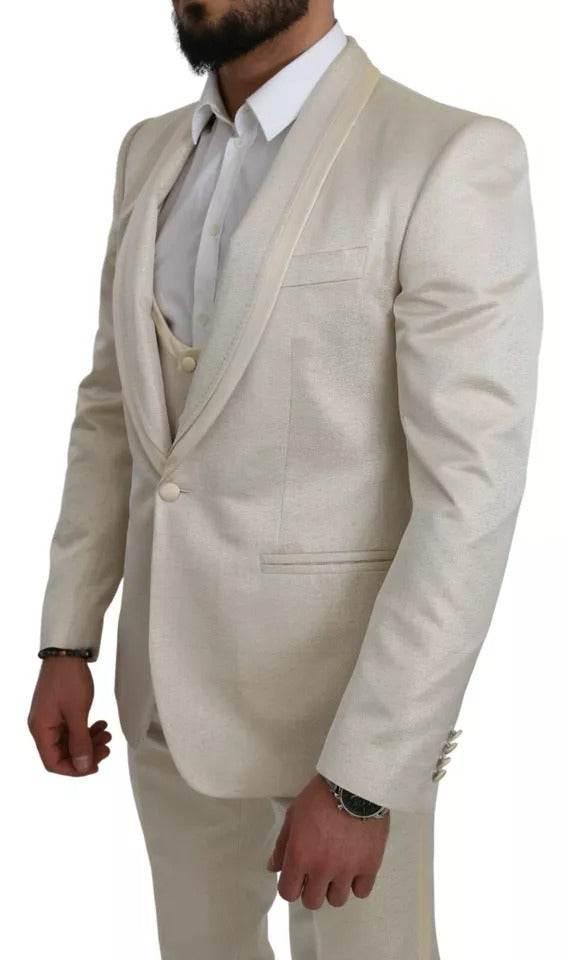 Dolce & Gabbana Beige Wool Crème 3 Piece SICILIA Shawl Suit - Hilstor