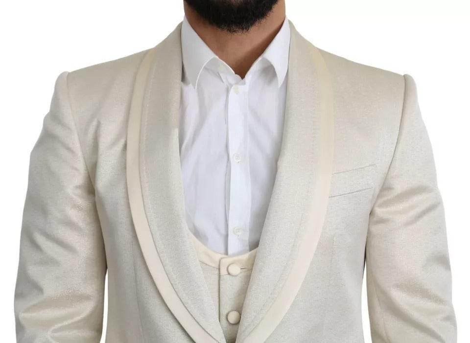 Dolce & Gabbana Beige Wool Crème 3 Piece SICILIA Shawl Suit - Hilstor
