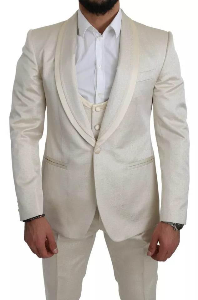 Dolce & Gabbana Beige Wool Crème 3 Piece SICILIA Shawl Suit - Hilstor