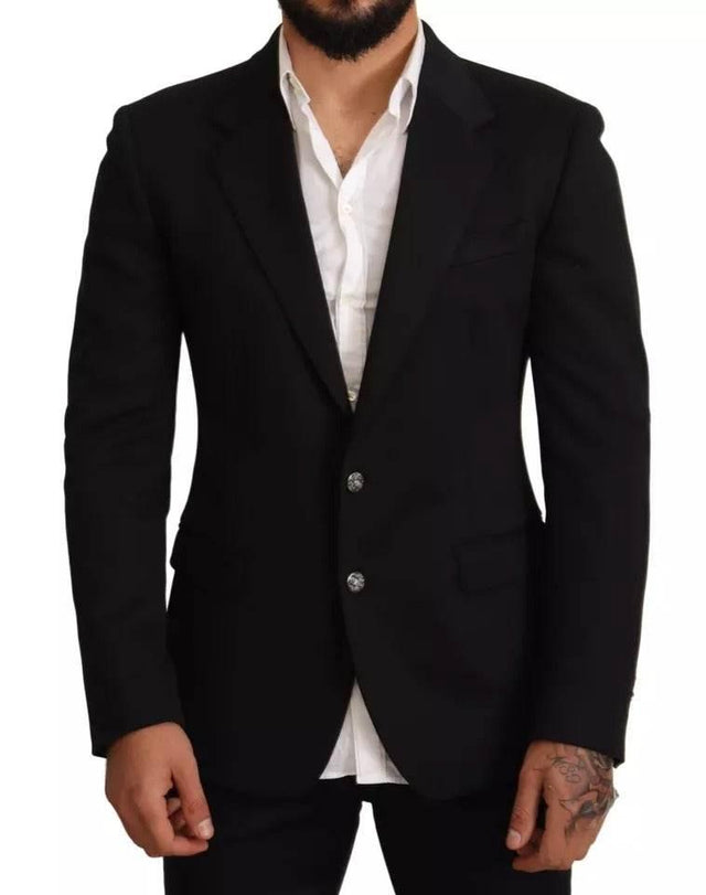 Dolce & Gabbana Black Cotton Slim Fit Coat Blazer Jacket - Hilstor