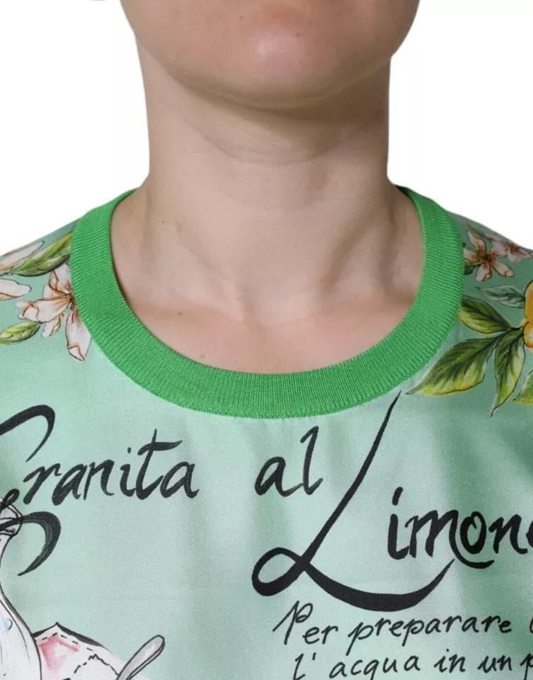 Dolce & Gabbana Green Silk Granita Al Limone Long Sleeves Sweater - Hilstor