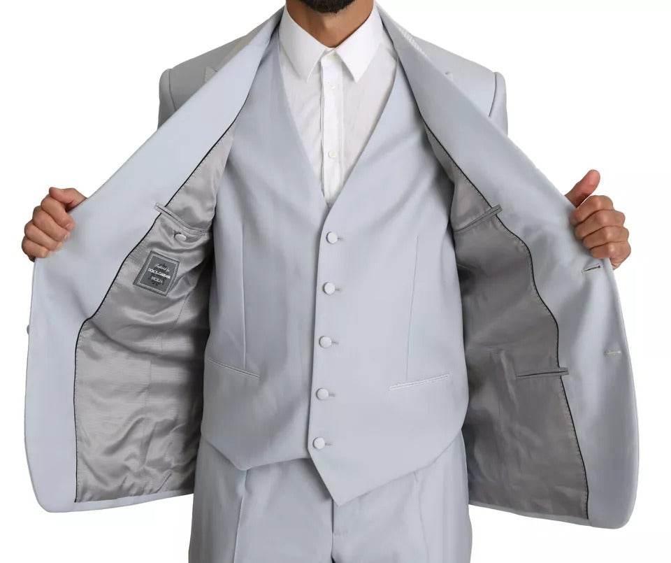 Dolce & Gabbana Light Blue SICILIA Wool 3 Piece Suit - Hilstor