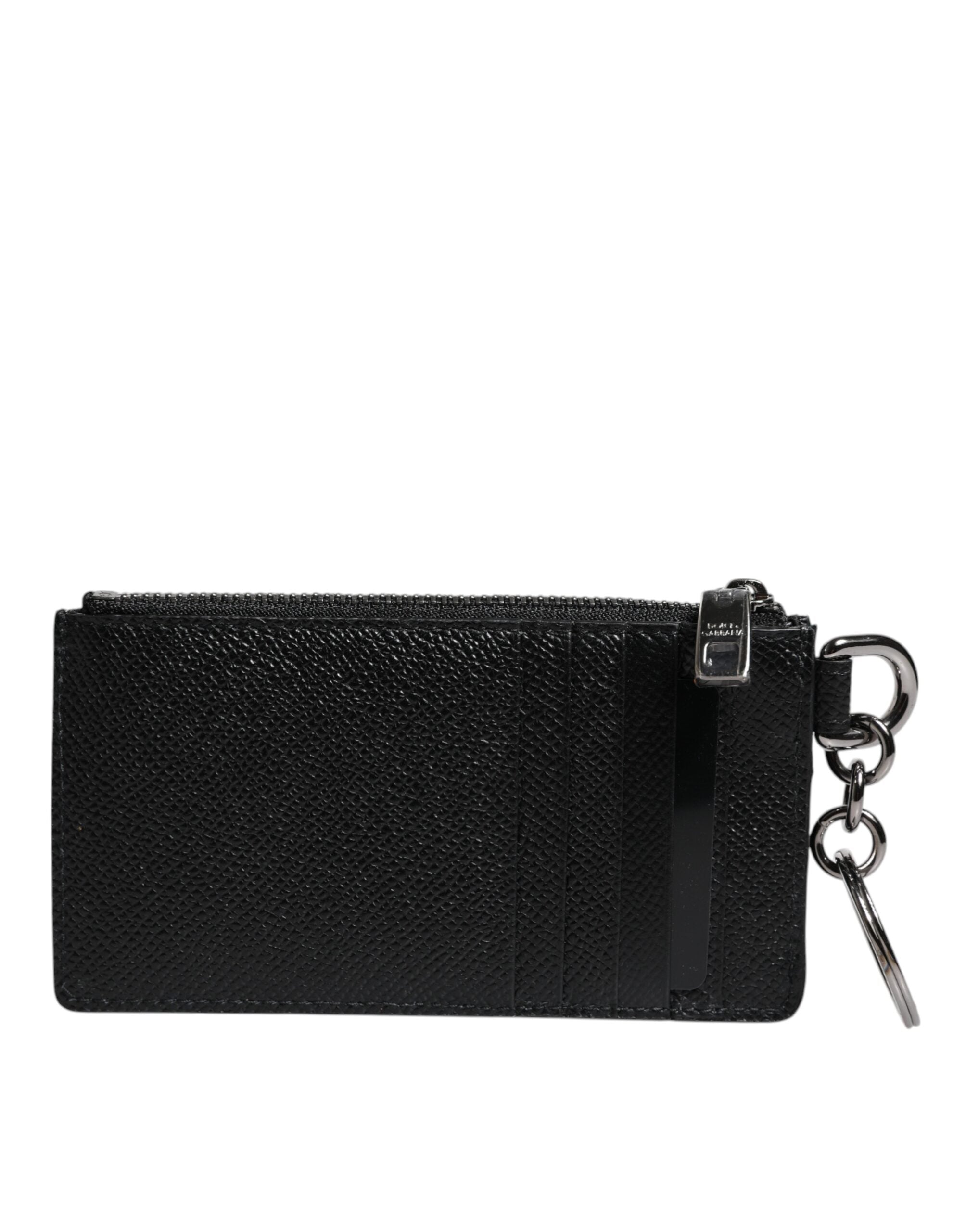 Dolce & Gabbana sort kalveskind læder DG Logo kortholder tegnebog