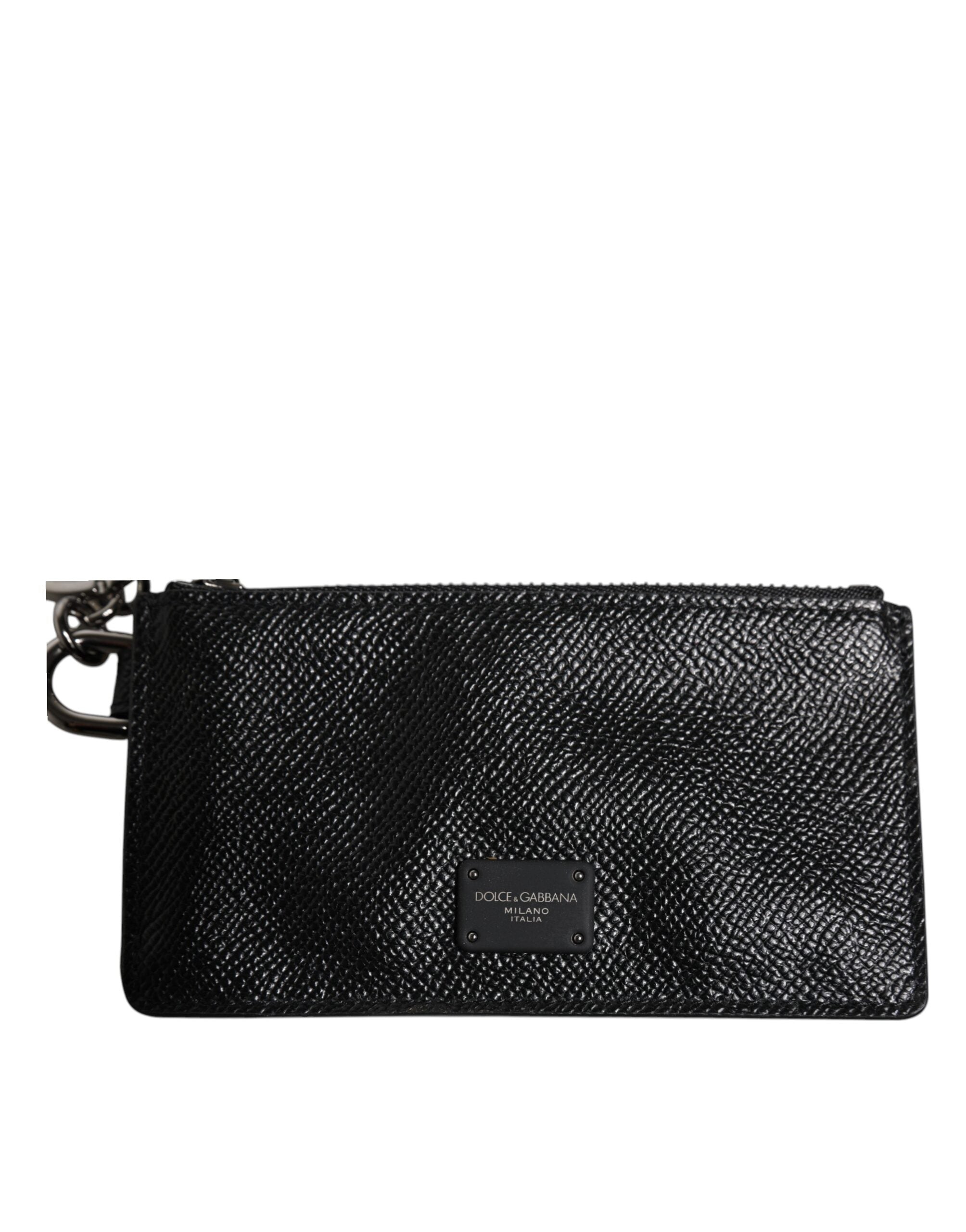 Dolce & Gabbana sort kalveskind læder DG Logo kortholder tegnebog