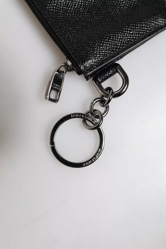 Dolce & Gabbana sort kalveskind læder DG Logo kortholder tegnebog