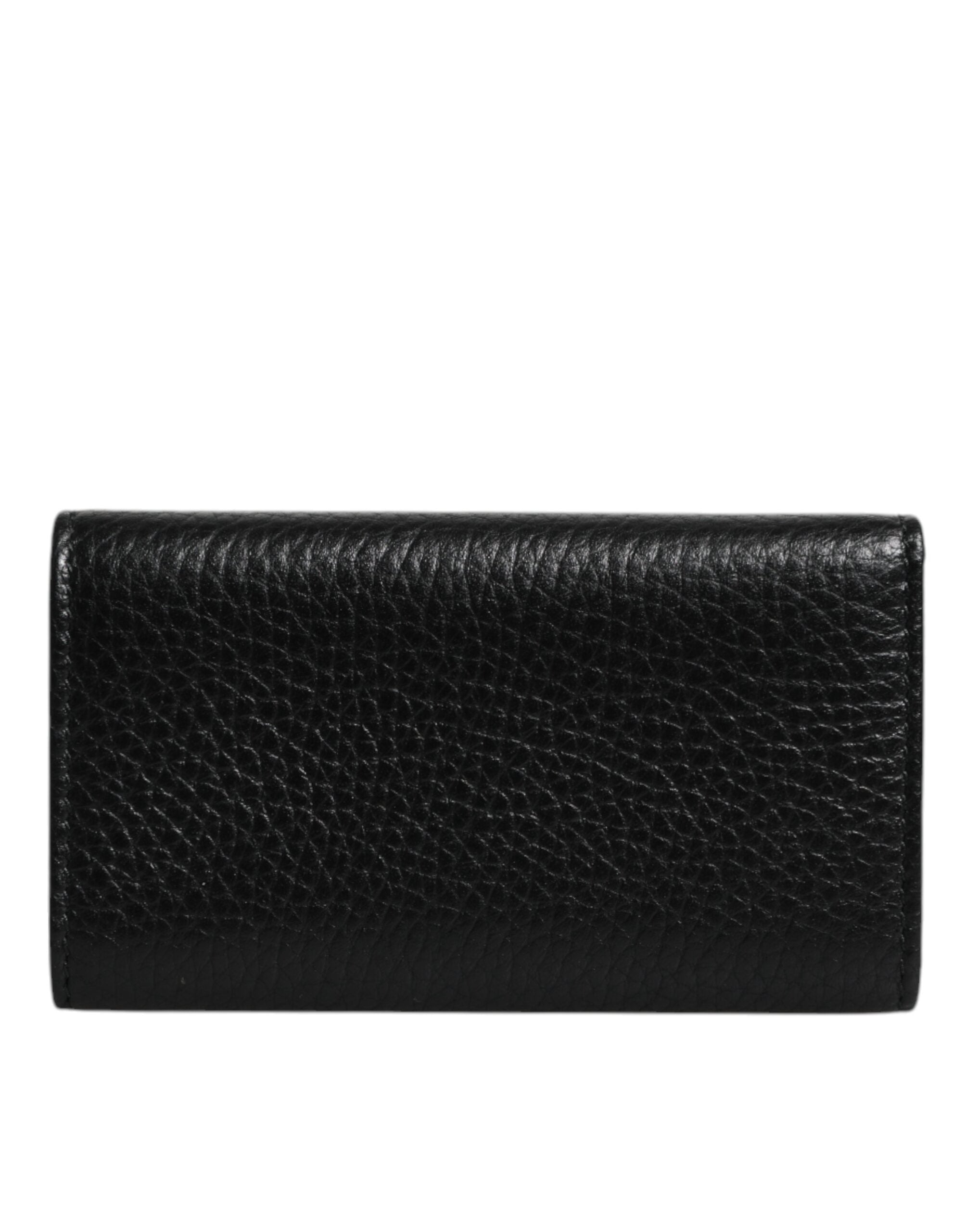 Dolce & Gabbana sort læder Guld Metal Logo Plaque Trifold nøglering
