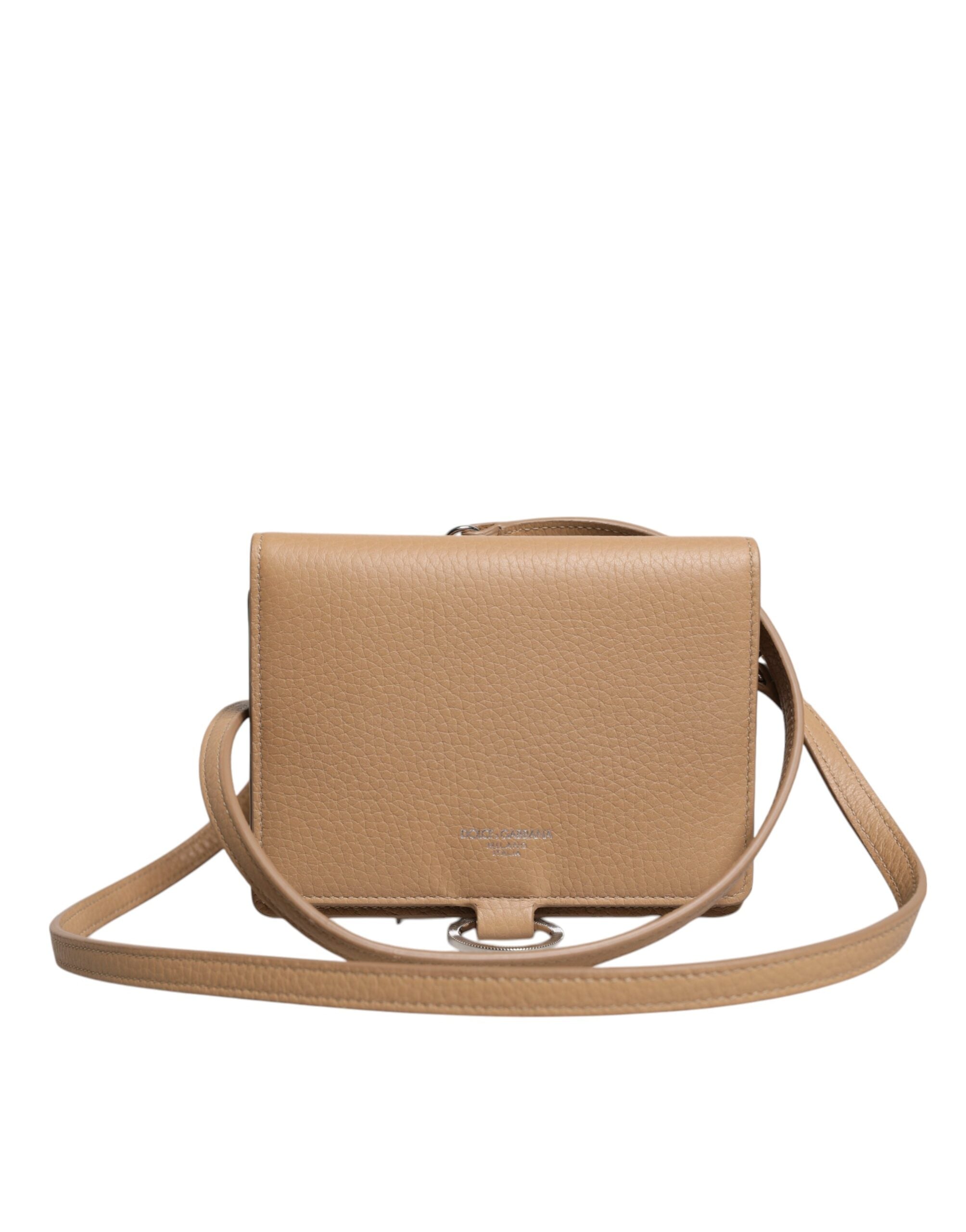 Dolce & Gabbana Beige Calf Leather Bifold Crossbody Sling Pung