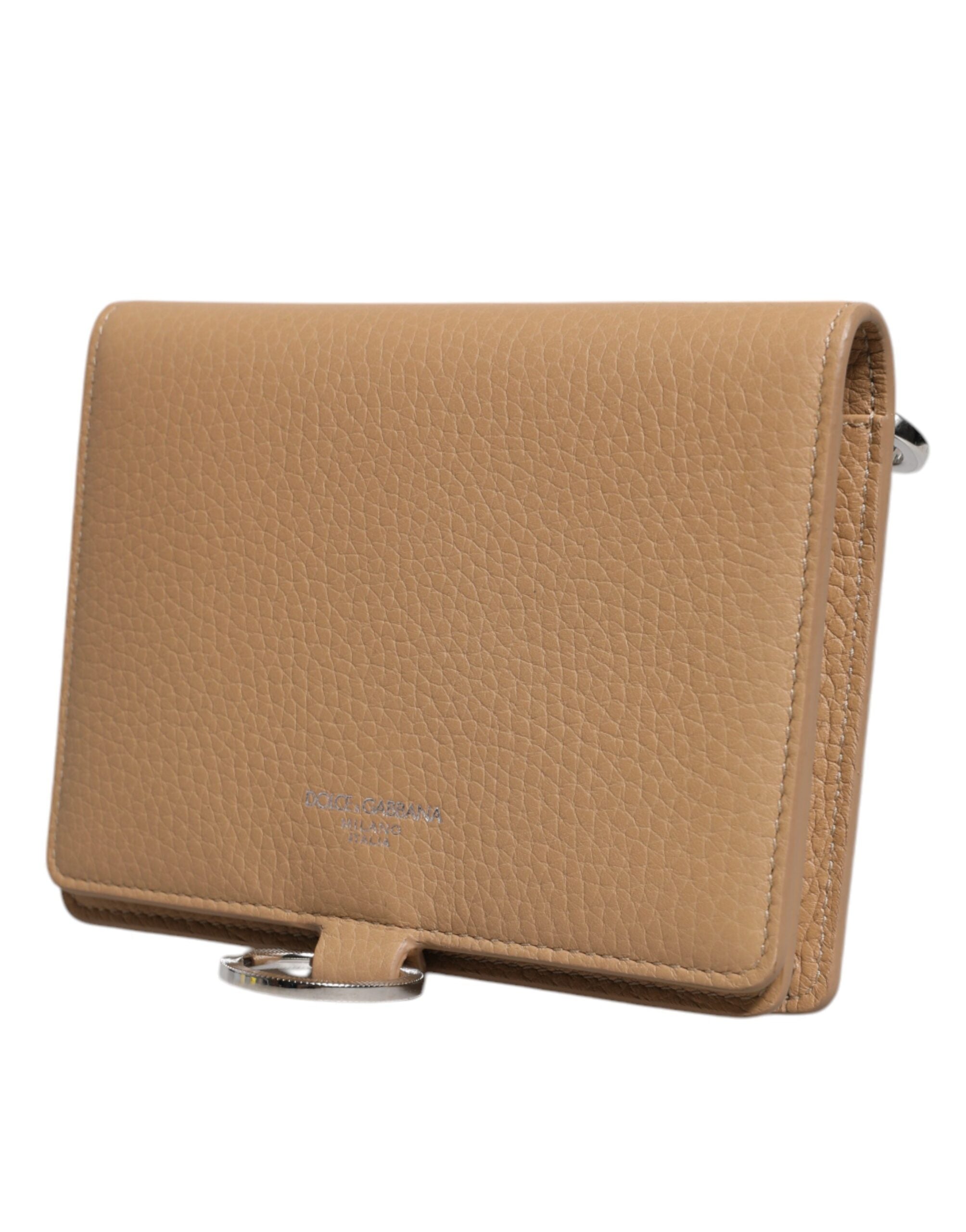 Dolce & Gabbana Beige Calf Leather Bifold Crossbody Sling Pung