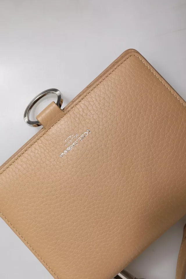Dolce & Gabbana Beige Calf Leather Bifold Crossbody Sling Pung