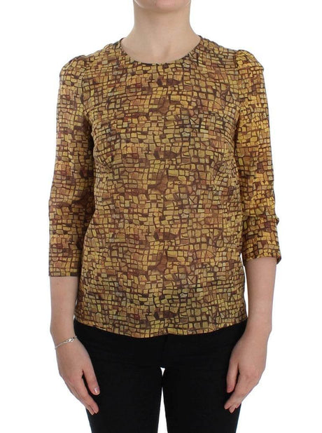 Dolce & Gabbana Sicilian Mosaic Print Silk Blouse - Hilstor