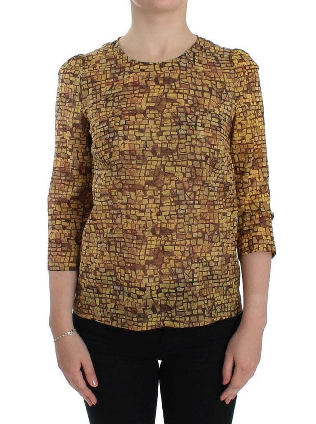 Dolce & Gabbana Sicilian Mosaic Print Silk Blouse - Hilstor