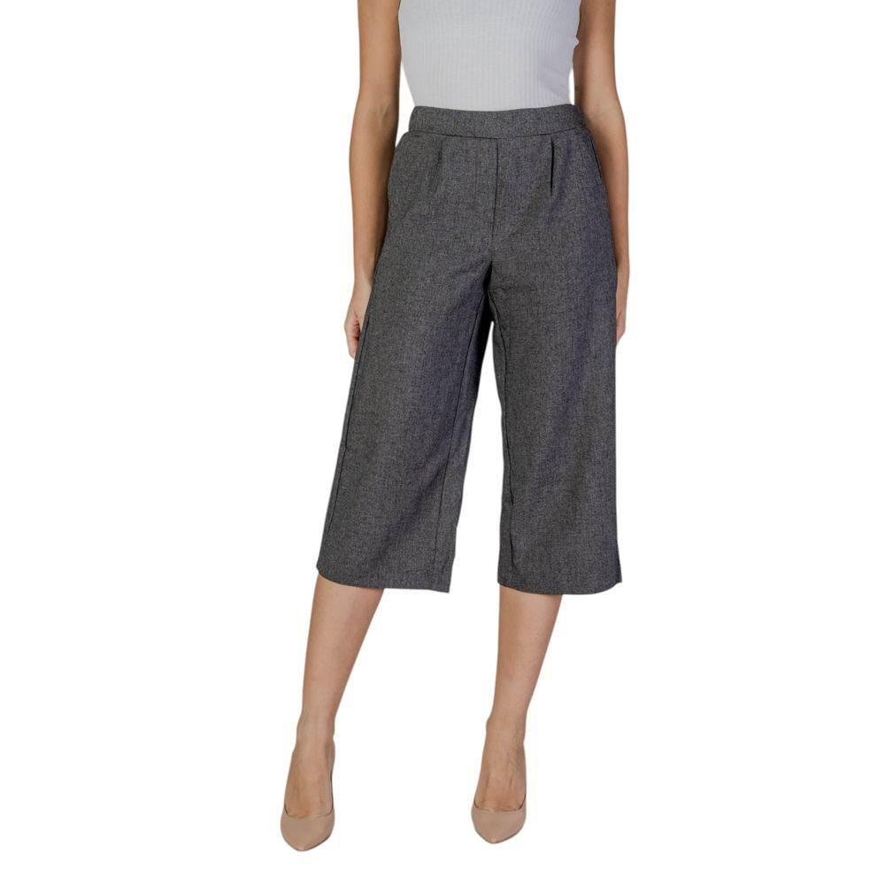 Vero Moda Black And White Polyester Cropped Pant - Hilstor