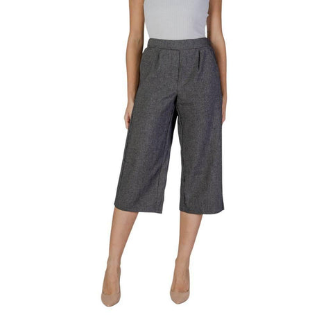Vero Moda Black And White Polyester Cropped Pant - Hilstor
