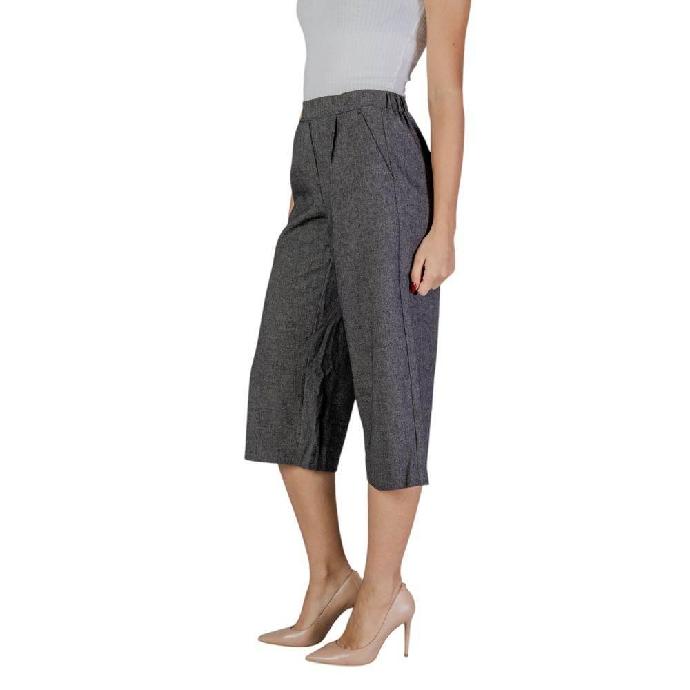 Vero Moda Black And White Polyester Cropped Pant - Hilstor