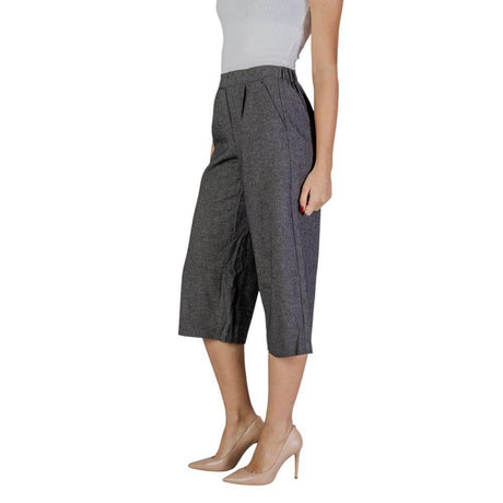 Vero Moda Black And White Polyester Cropped Pant - Hilstor