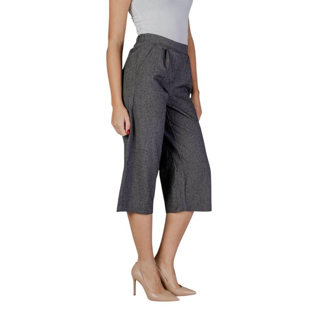 Vero Moda Black And White Polyester Cropped Pant - Hilstor