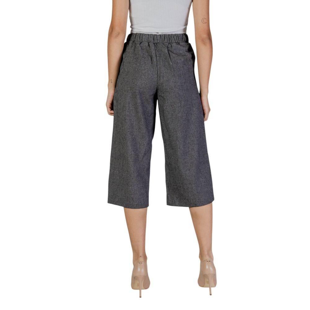 Vero Moda Black And White Polyester Cropped Pant - Hilstor
