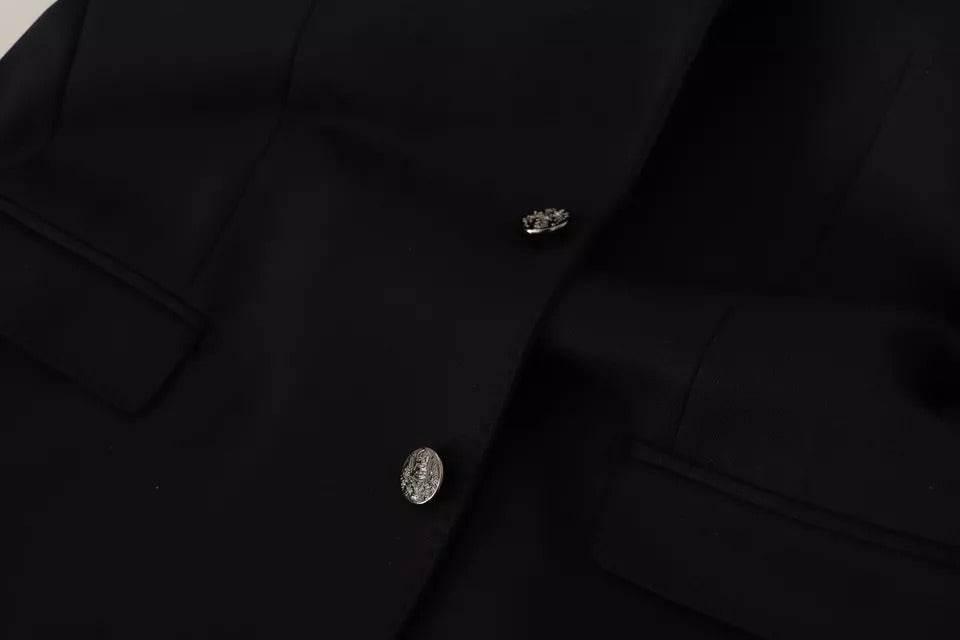 Dolce & Gabbana Black Cotton Slim Fit Coat Jacket Blazer - Hilstor