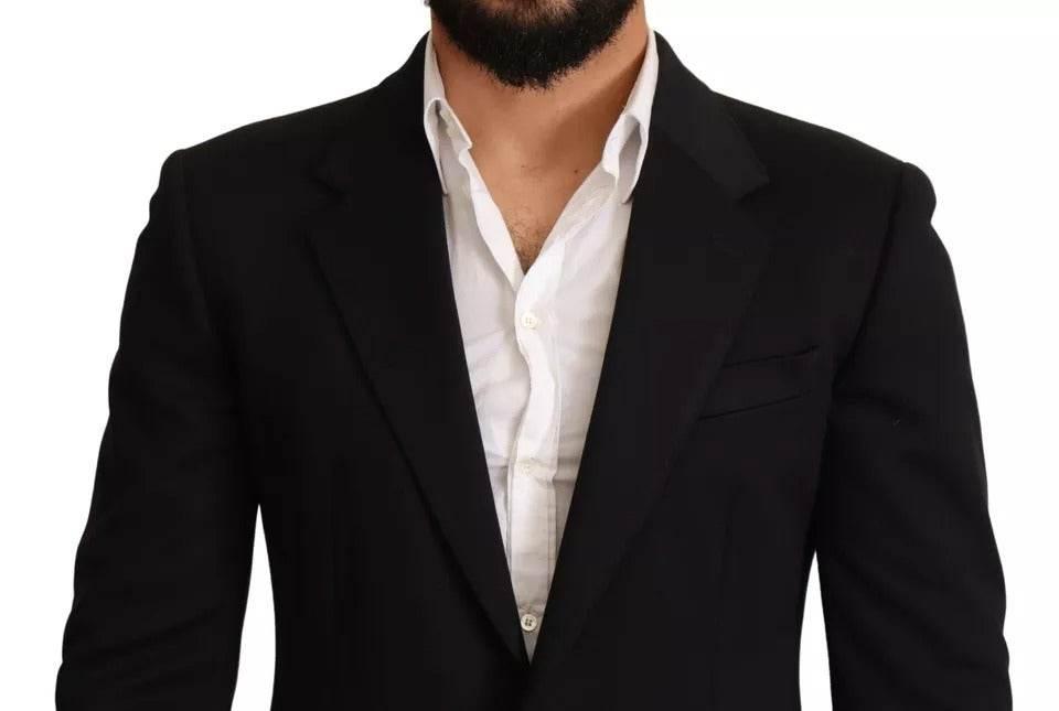 Dolce & Gabbana Black Cotton Slim Fit Coat Jacket Blazer - Hilstor