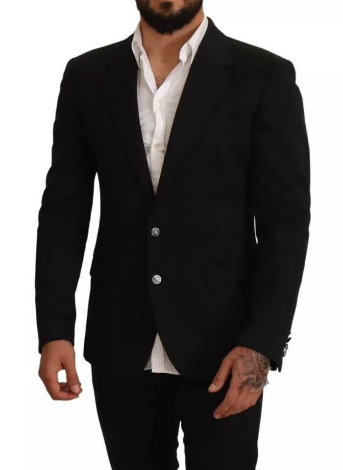 Dolce & Gabbana Black Cotton Slim Fit Coat Jacket Blazer - Hilstor