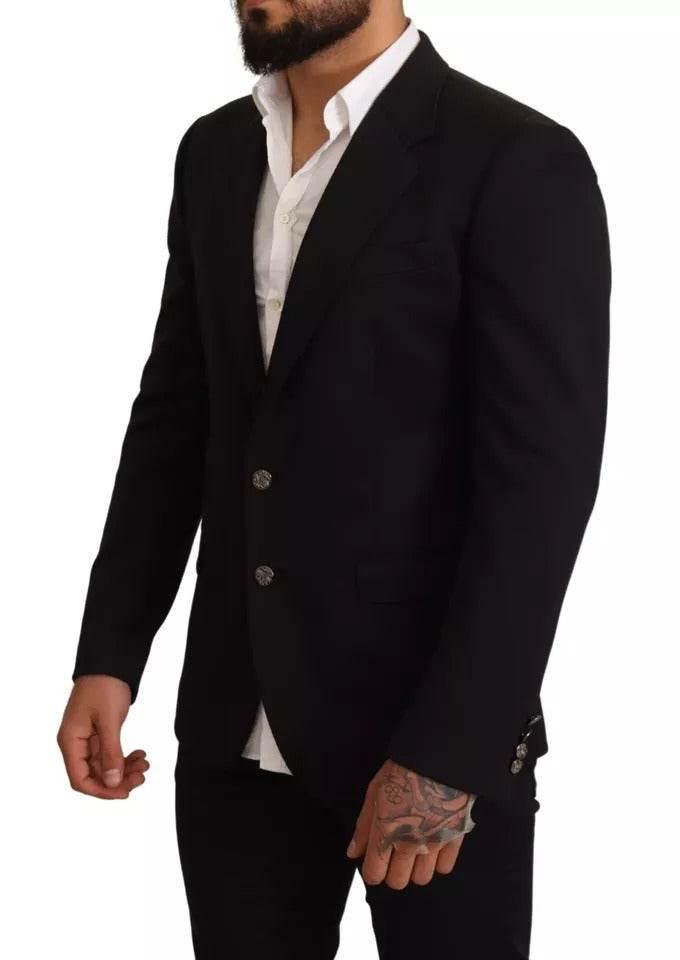 Dolce & Gabbana Black Cotton Slim Fit Coat Jacket Blazer - Hilstor