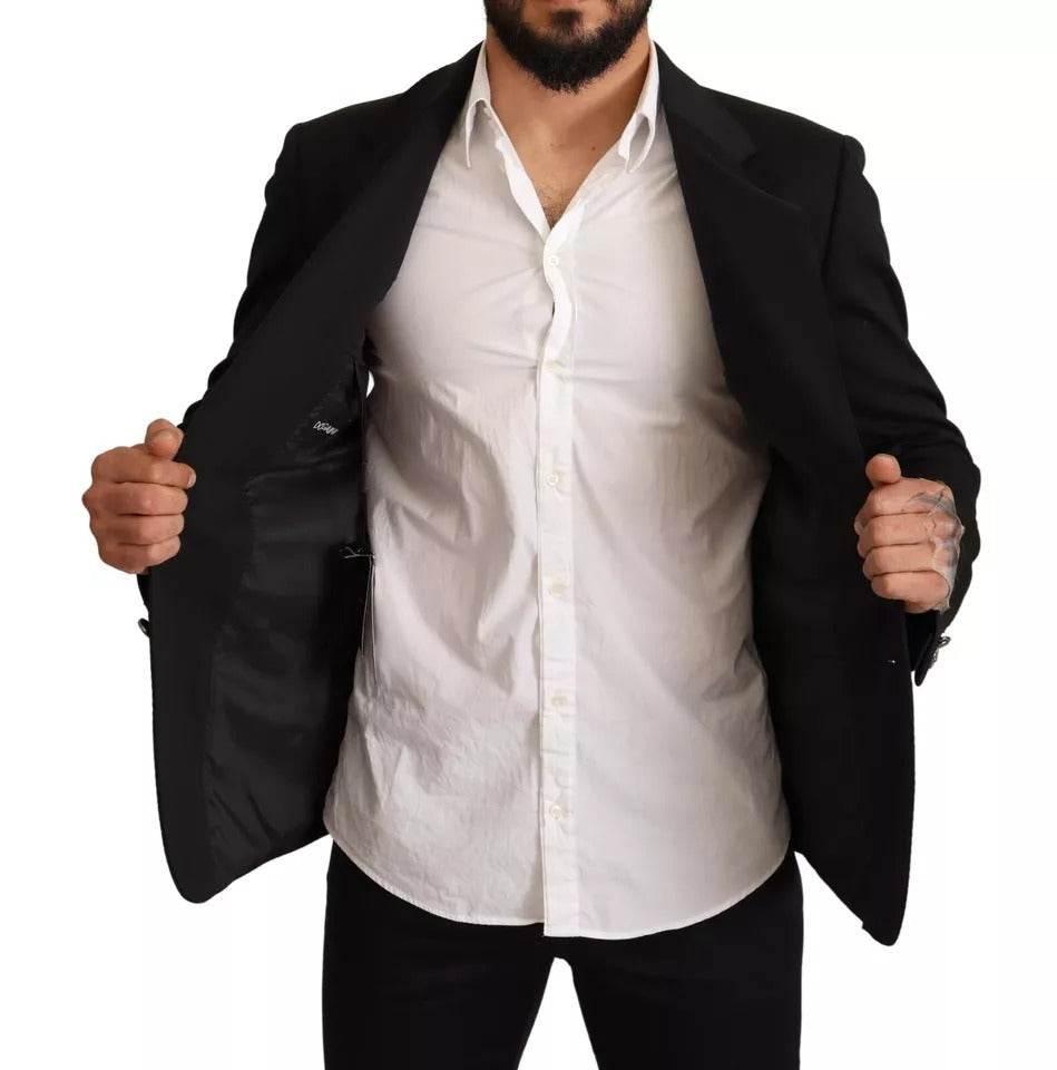 Dolce & Gabbana Black Cotton Slim Fit Coat Jacket Blazer - Hilstor