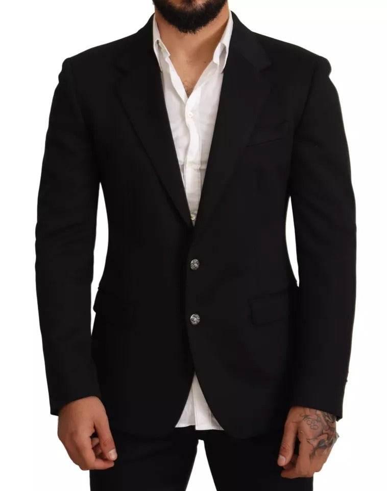 Dolce & Gabbana Black Cotton Slim Fit Coat Jacket Blazer - Hilstor