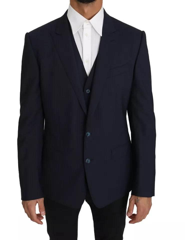 Dolce & Gabbana Blue Wool MARTINI Blazer Vest 2 Piece - Hilstor