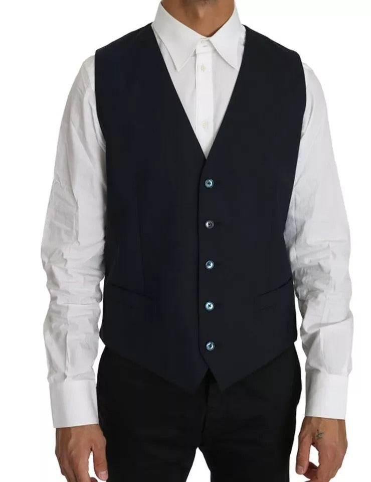 Dolce & Gabbana Blue Wool MARTINI Blazer Vest 2 Piece - Hilstor