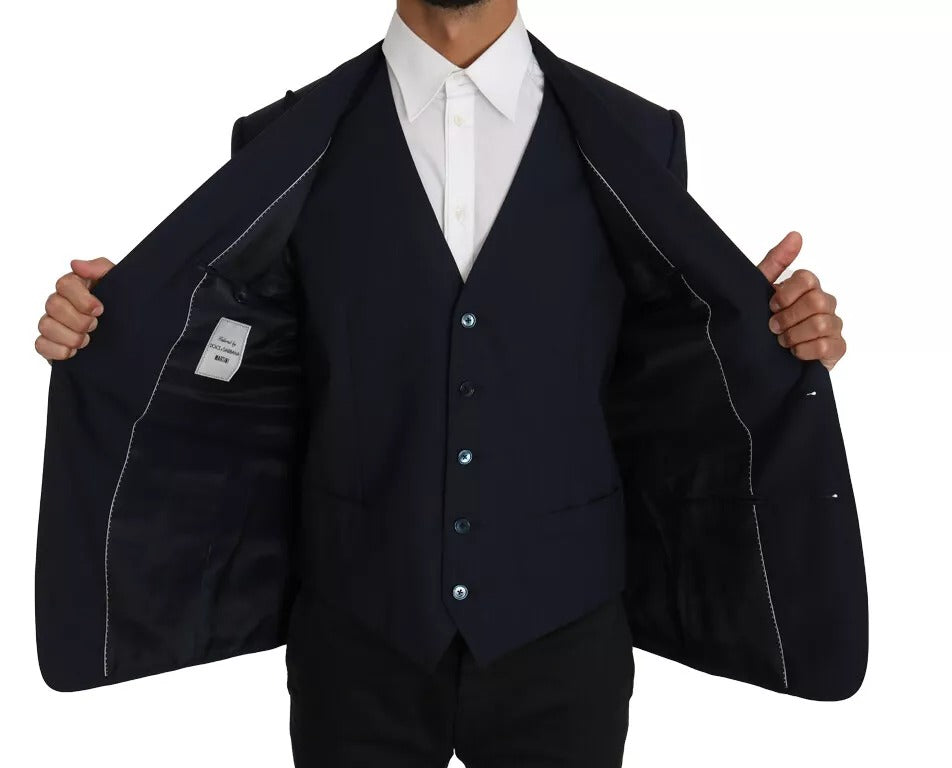 Dolce &amp; Gabbana Blå Uld MARTINI Blazervest 2 Delt