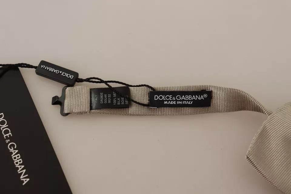 Dolce & Gabbana Silver Gray 100% Silk Adjustable Neck Bow Tie - Hilstor