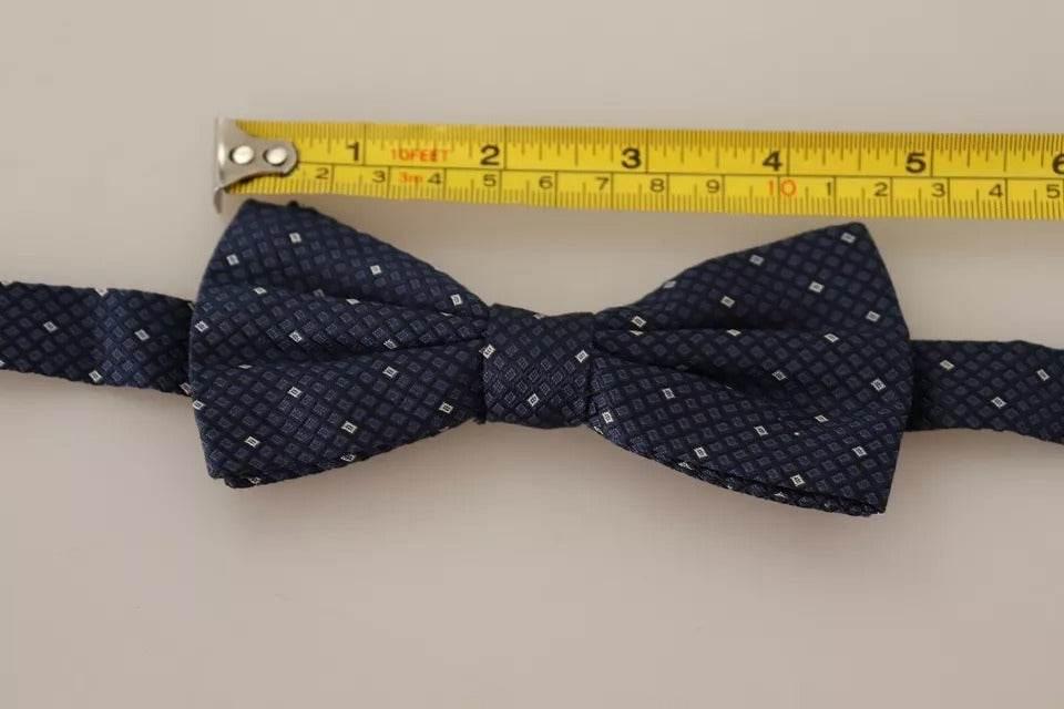 Dolce & Gabbana Blue Patterned Silk Adjustable Neck Bow Tie Men - Hilstor