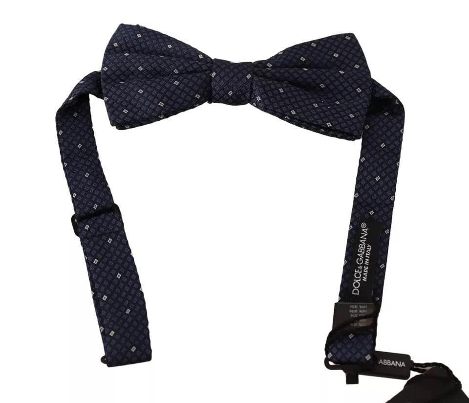 Dolce & Gabbana Blue Patterned Silk Adjustable Neck Bow Tie Men - Hilstor