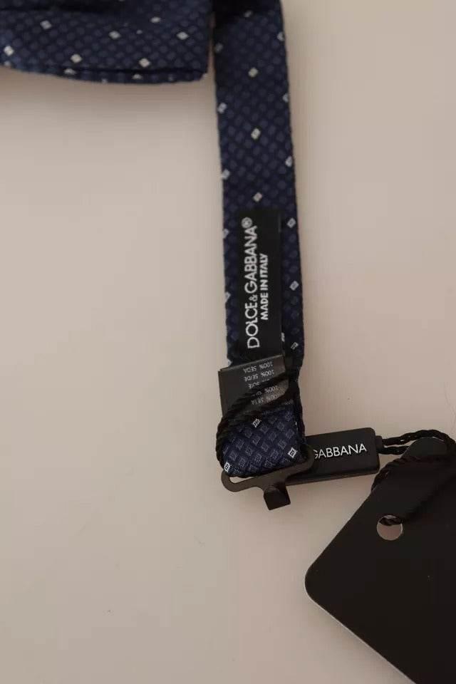 Dolce & Gabbana Blue Patterned Silk Adjustable Neck Bow Tie Men - Hilstor