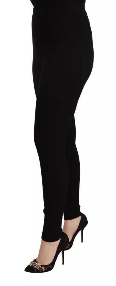 Dolce & Gabbana Black High Waist Stretch Pants Tights - Hilstor