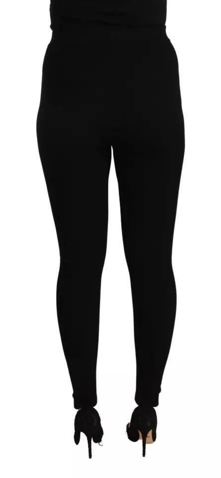 Dolce & Gabbana Black High Waist Stretch Pants Tights - Hilstor