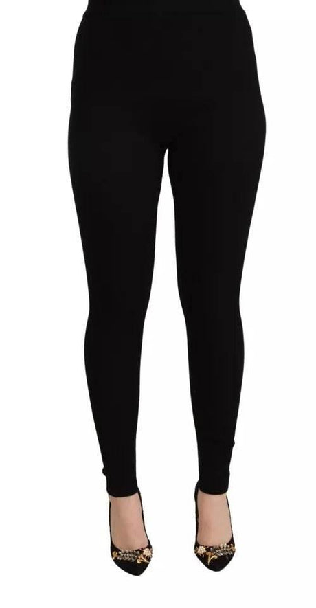 Dolce & Gabbana Black High Waist Stretch Pants Tights - Hilstor