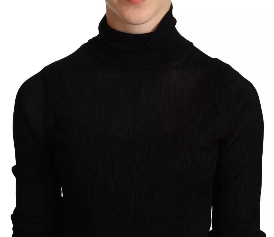 Dolce & Gabbana Black Turtleneck Slim Fit Pullover Sweater - Hilstor
