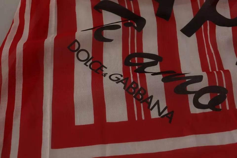 Dolce & Gabbana Red White Striped Capri Wrap Shawl Scarf - Hilstor